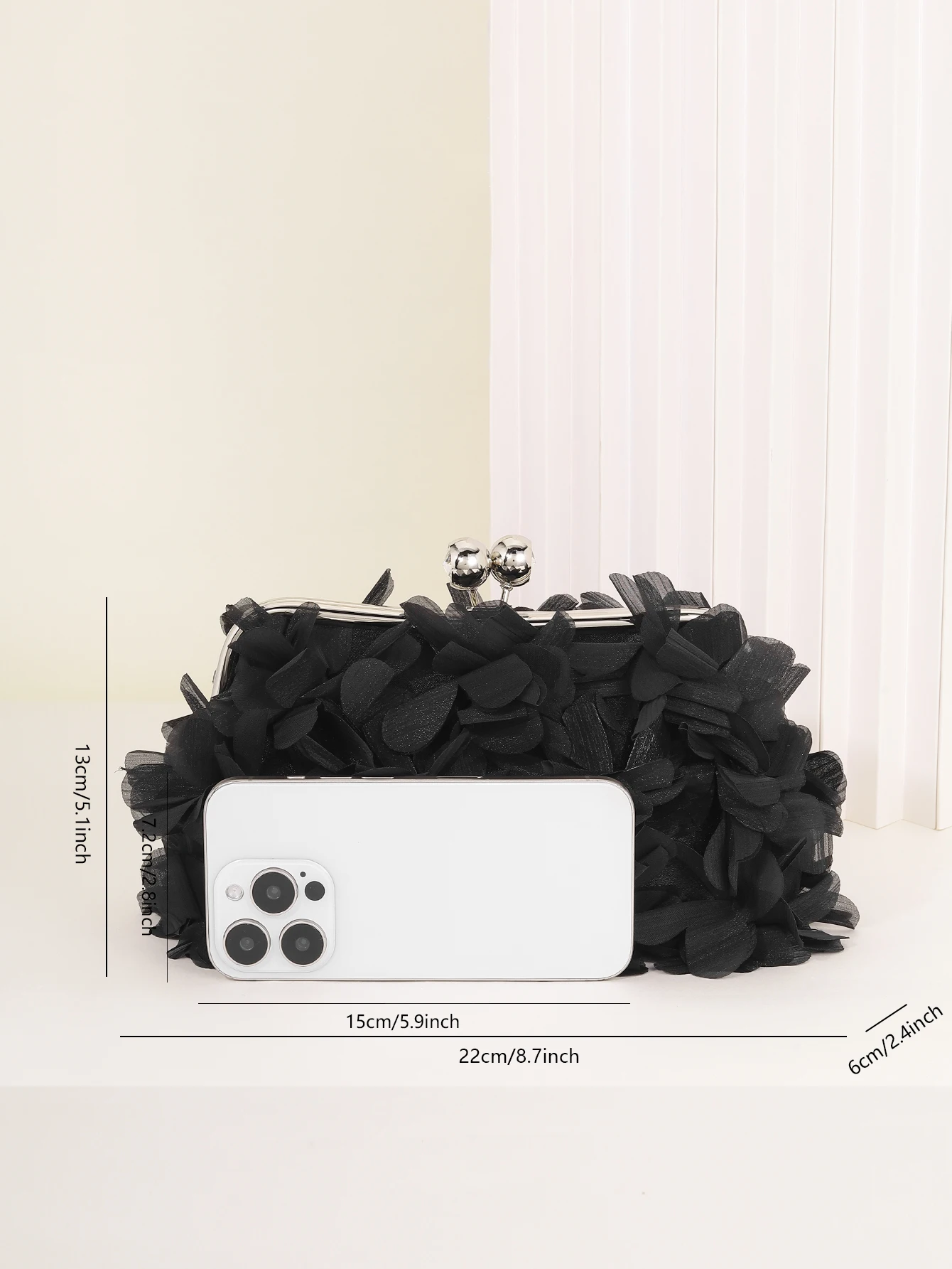 3D Floral Decor Clutch Bag, Elegant Silk Appliques Dinner Purse For Wedding Party Prom Banquet - Perfect for Wedding， Party