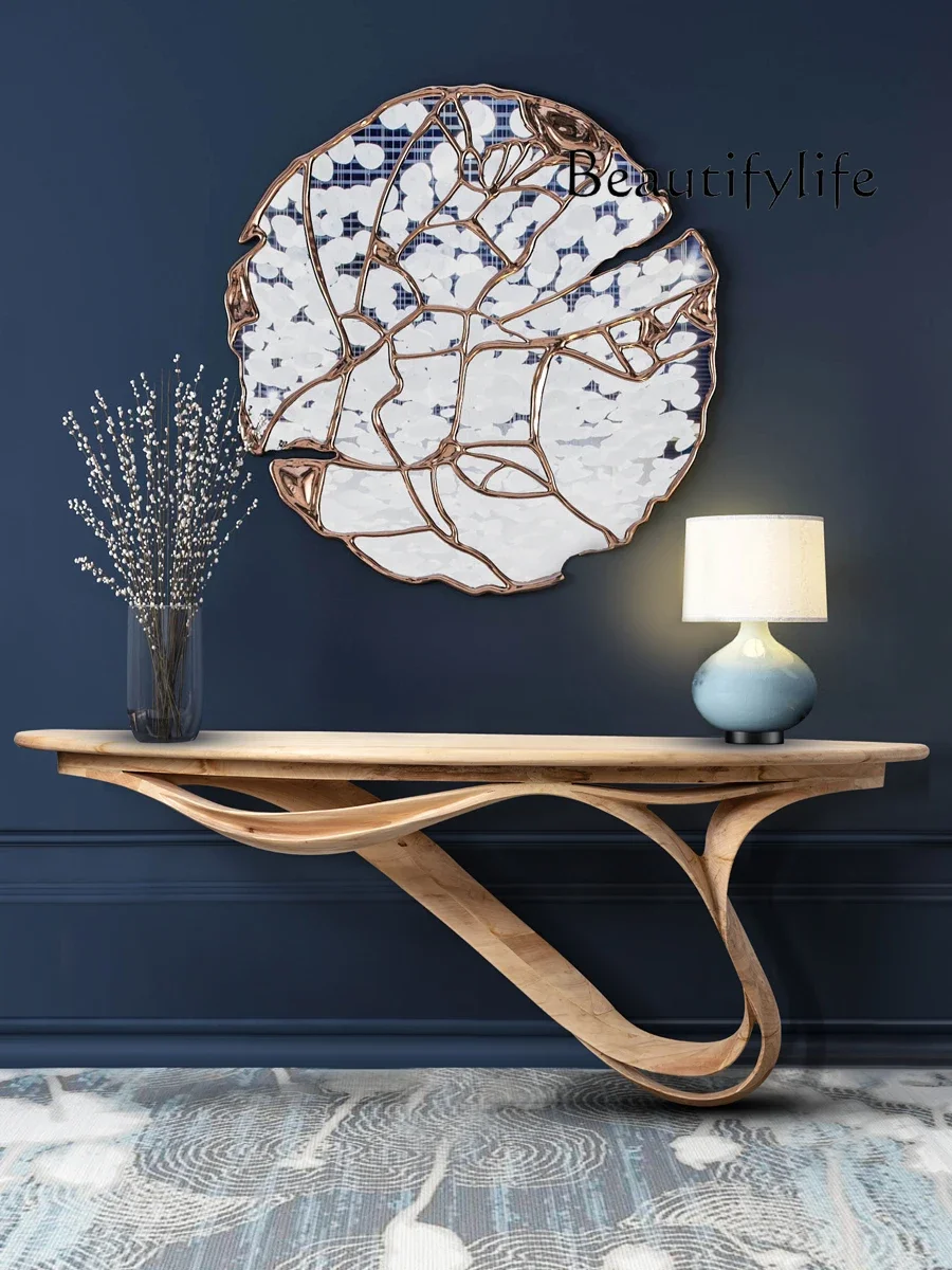 

Wabi Sansan Wind Creative Solid Wood Art Entrance Entrance Table Simple Modern Wall Bar Entrance Table