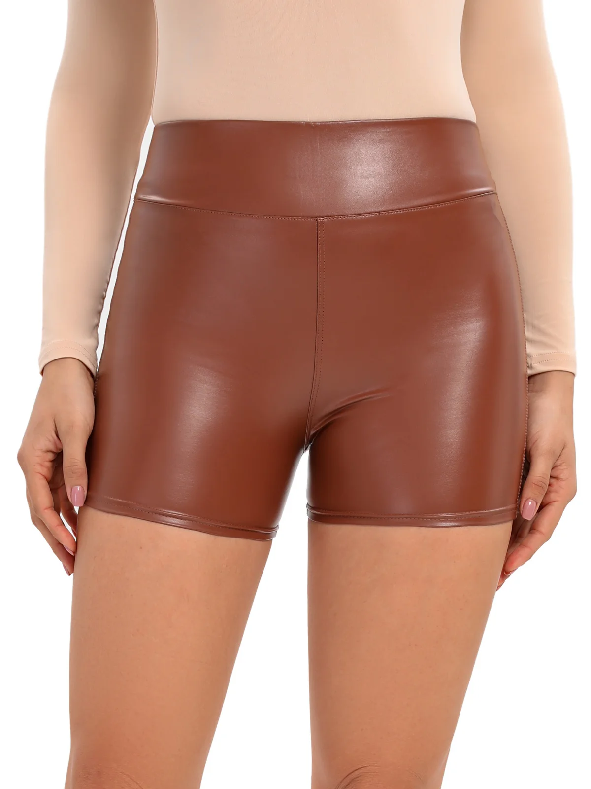 กางเกงหนังเทียมเอวสูง ยืดหยุ่น ทรงเข้ารูป สไตล์ลำลอง สีน้ำตาลกาแฟ สำหรับผู้หญิง รุ่นใหม่ล่าสุด ไซส์ใหญ่ ดีไซน์เรียบง่าย