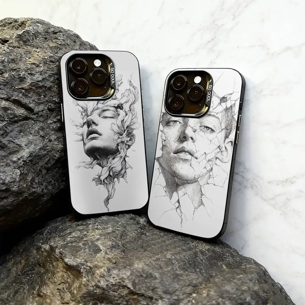 

Art Painting Phone Case For iPhone 17,16,15,14,13,12,11 Plus,Pro Max,XS,Colorful Silver Phone case Funda Cover