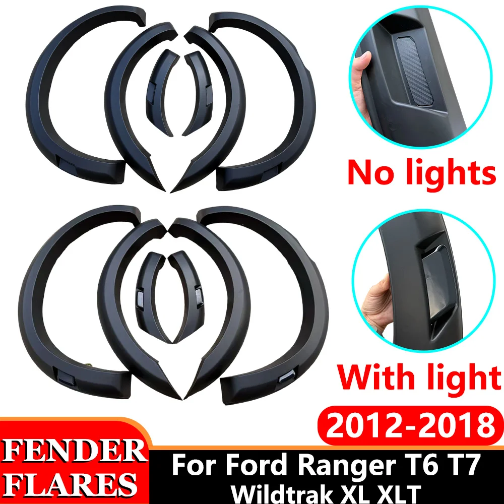 

Pickup Car Wheel Arch Fender Flares For Ford Ranger T6 T7 2012-2018 Wildtrak XTL XL With/Without Lights Exterior Body Trim Kits