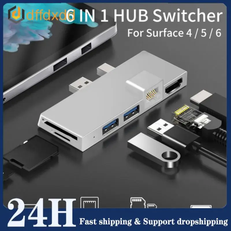 Aluminum Alloy USB 3.0 Hub Docking Station USB SD/TF Card Reader Gigabit Network Converter For Microsoft Surface 4/5/6