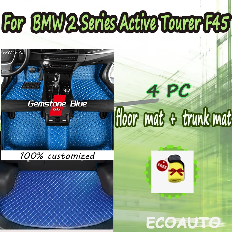 4PC  SET CAR FLOOR&TRUNK MAT  For BMW 2 Series Active Tourer F45 2016 2017   with towel