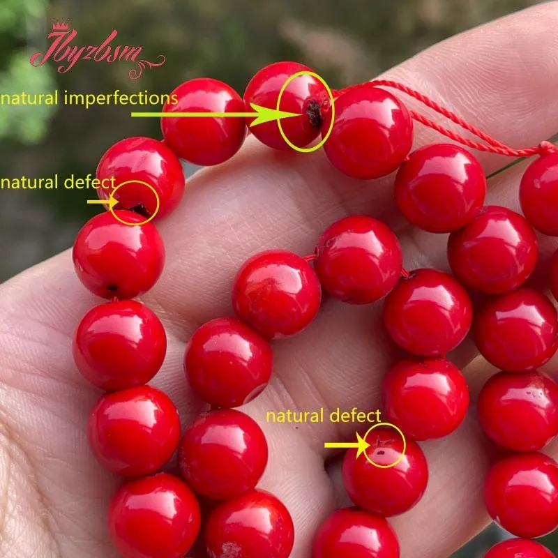 Free Shipping Natural Red Coral Smooth Round Stone Beads Loose For DIY Necklace Bracelets Jewelry Making Strand 35CM 2/3/4/6/8MM