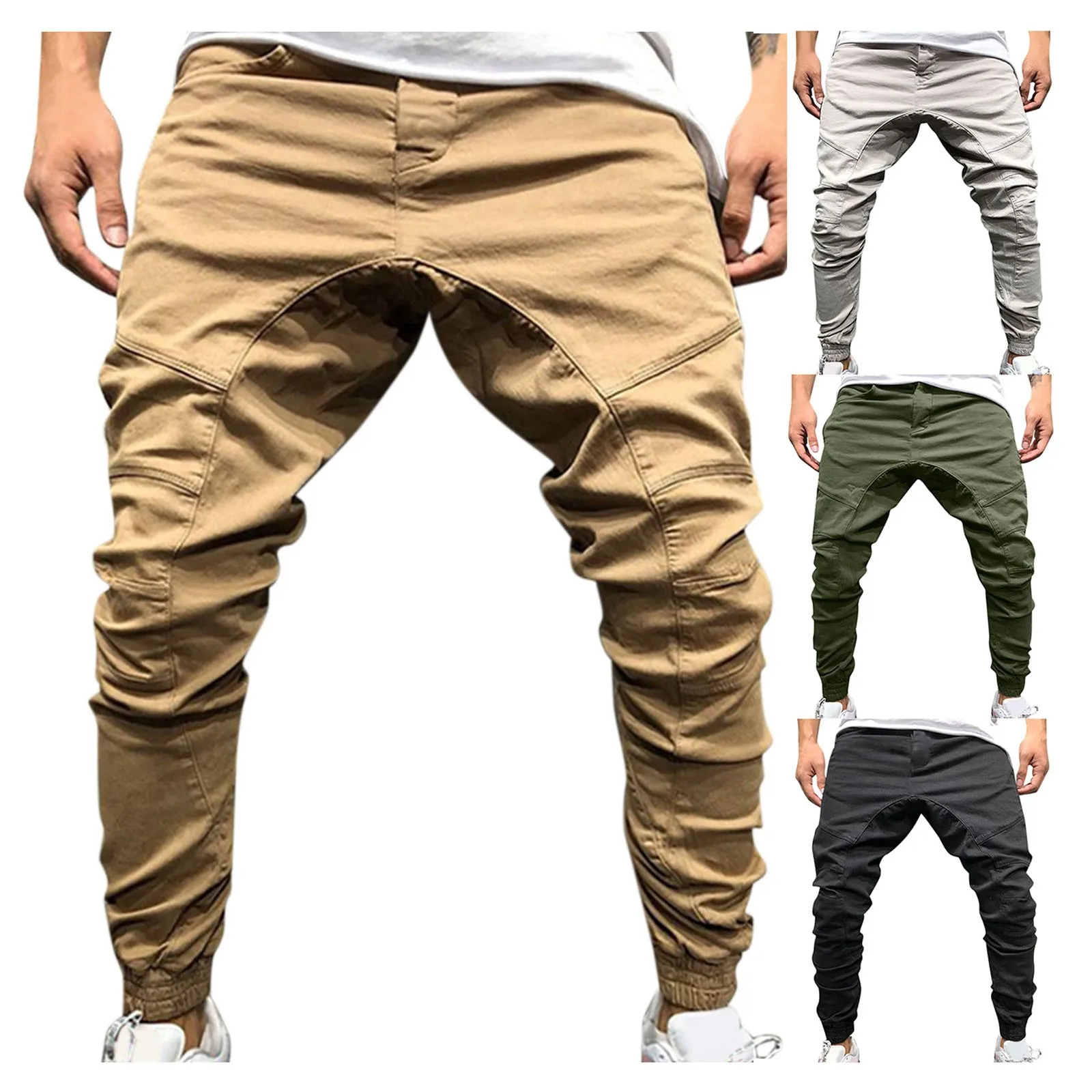 

Autumn Men's Pants Hip Hop Side Zipper Panel Solid Color Simple Fashion Sports Men's Casual Work Pants Cargo Pants Men