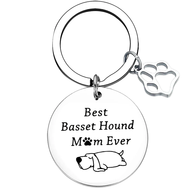 New Basset Hound Key Chain Ring Best Basset Hound Mom Ever Gift keychains pendant Dog Mom Owner Basset Hound Gift Dog Lover Gift