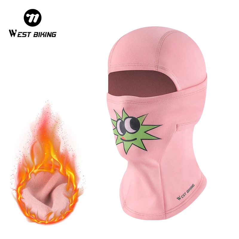 

WEST BIKING Children Winter Balaclava Ski Mask Cycling Skiing Thermal Cap For Kids Outdoor Windproof Cartoon Print Face Mask