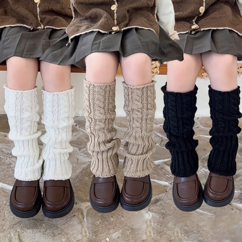 Autumn Winter Children Leg Warmers Lolitas Twist Knitted Socks Baby Girls Warm Foot Cover Cute Sweet Guards Socks Long Stockings