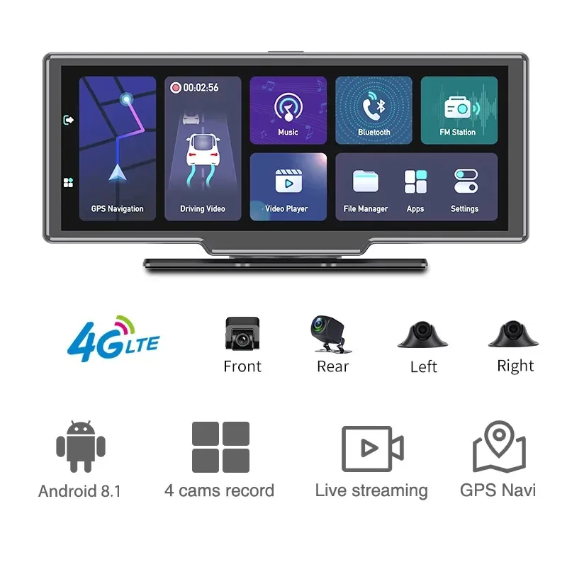 

Suitable for New 4-record panoramic driving recorder 4G Android 10.0 navigation Bluetooth remote monitoring 4-record simultaneou