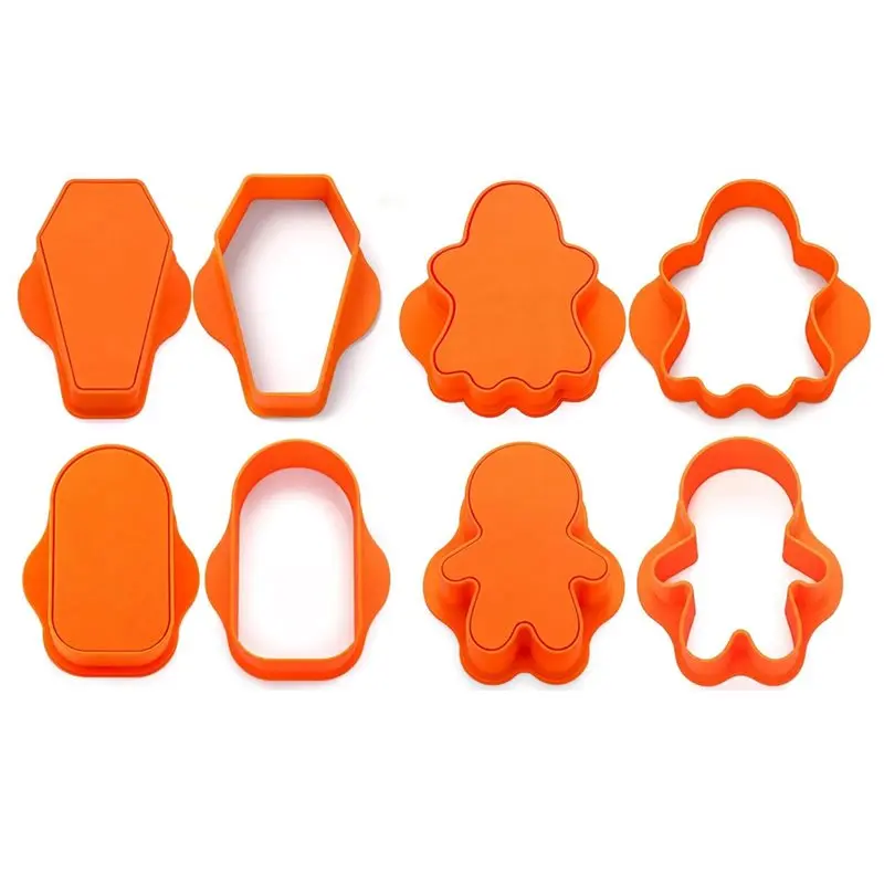N96R Halloween For Cakesicle Mold Set 4 Styles, Coffin Ghost Mummy Shapes Easy Release Plastic For Cake Pops For Party Baking