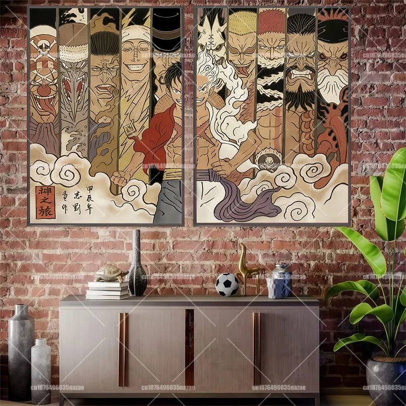 

Anime One Piece Poster Luffy Zoro Watercolor Printing HD Retro Style Canvas Painting Suitable for Retro Wall Decoration Painting