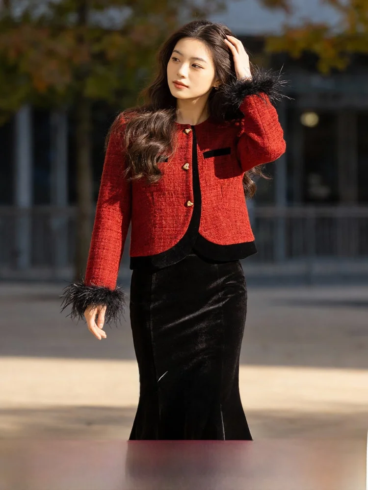 

Spring Set Women's plus Size Velvet Skirt Faionable Chinoiserie Jaet Five Seasons Home New 2026 Sle Luxury Feel