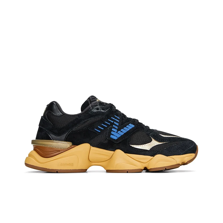 New Balance NB 9060 قماش متعدد الاستخدامات، ممتص للصدمات، متين، حذاء كاجوال منخفض القطع للرجال والنساء، أسود وأصفر #2