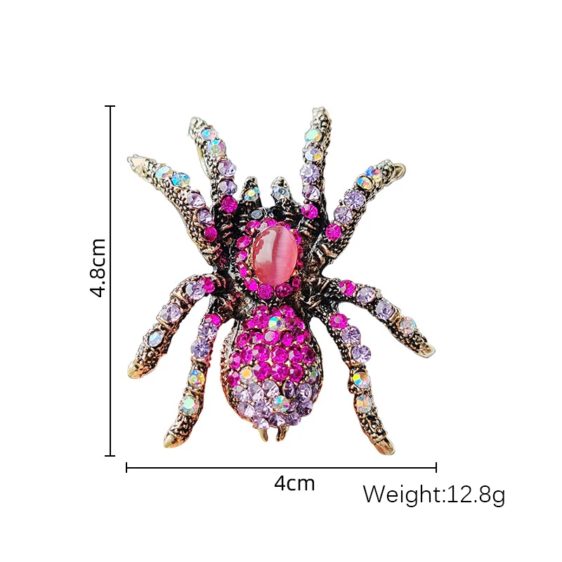 2024 New Fashion Opal Lifelike Spider Brooch Pin Vintage Insect Brooches For Women Party Formal Clothes Overcoat Accessories