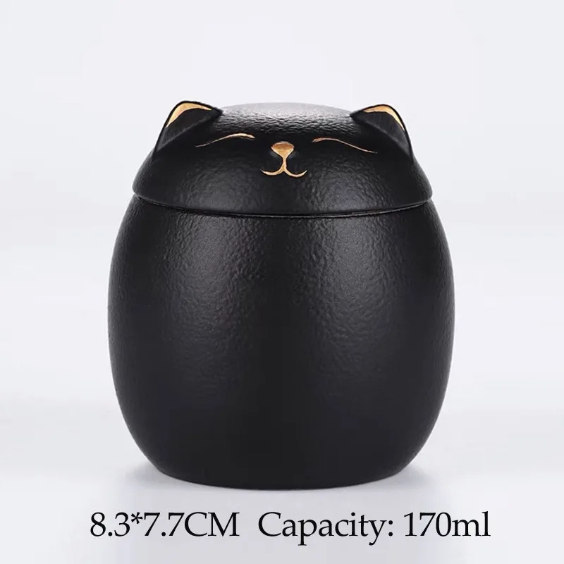 Pet Memorial Cremation Urns, Handcrafted, Black, Cat Shape, Memorial Cremation Urns for Funeral