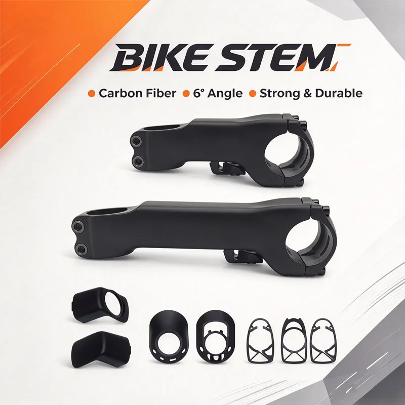 No Logo Full Carbon Aero Road Bike Stem -6° Internal Wiring Hidden Cockpit for SL7 70‑130mm Bicycle Replacement Parts