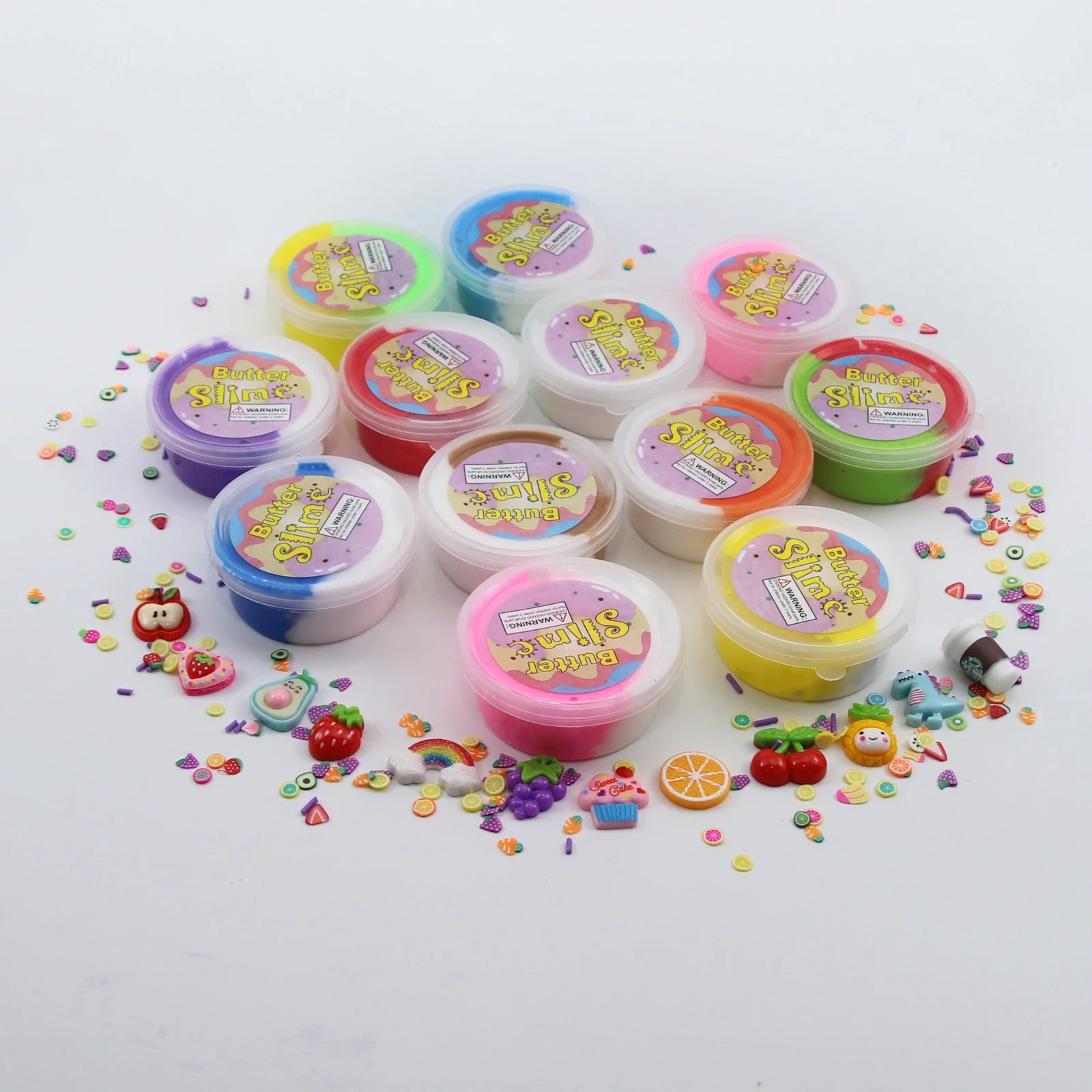 12pcs Slime Fluffy Esponjoso Kit Butter Mud Color Cotton Set with Colored Mud  Slime Enfant  Arcilla Polimerica