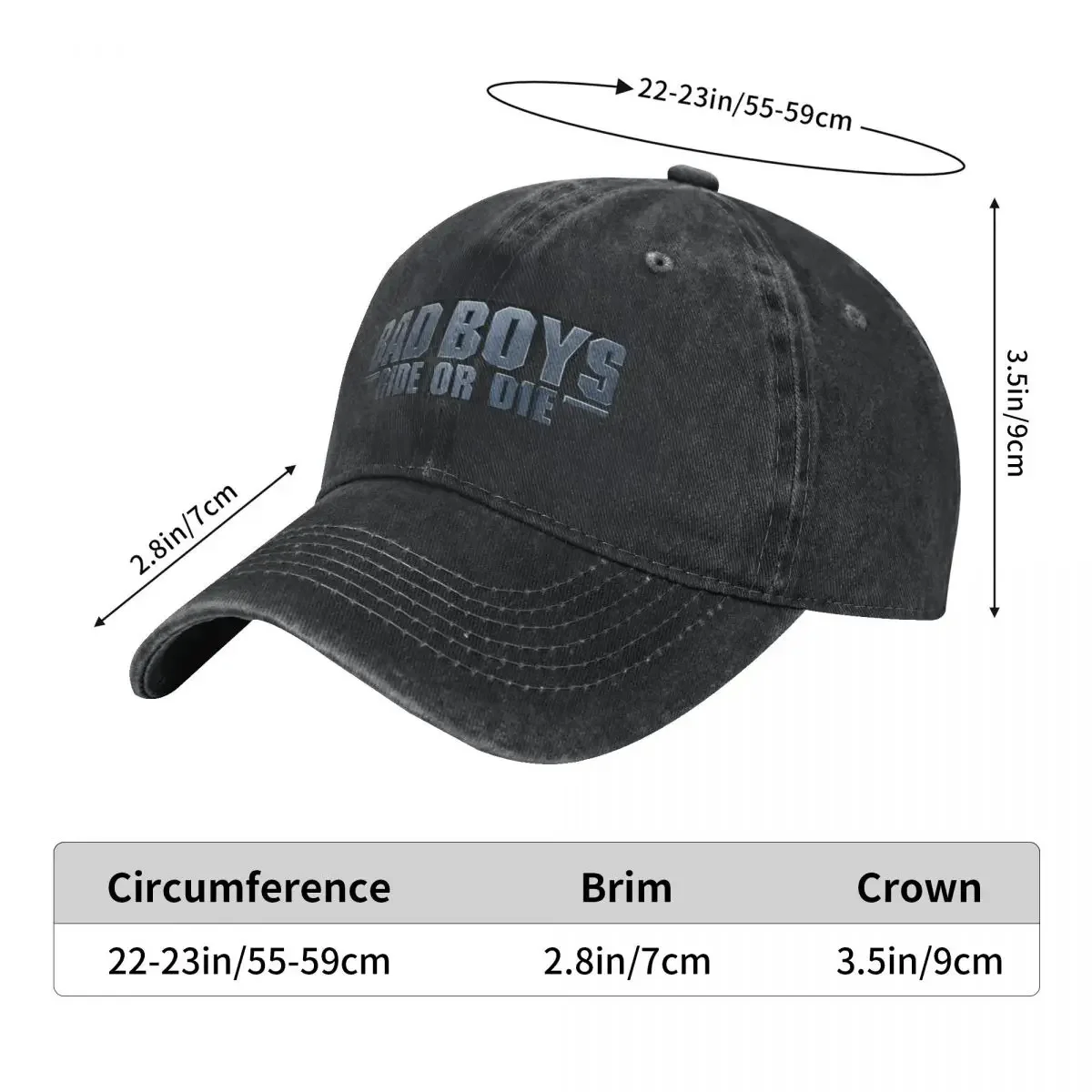BAD BOYS Ride Or Die - Custom Logo Baseball Cap Gentleman Hat foam party Hat Sun Cap tactical cap Female Men's
