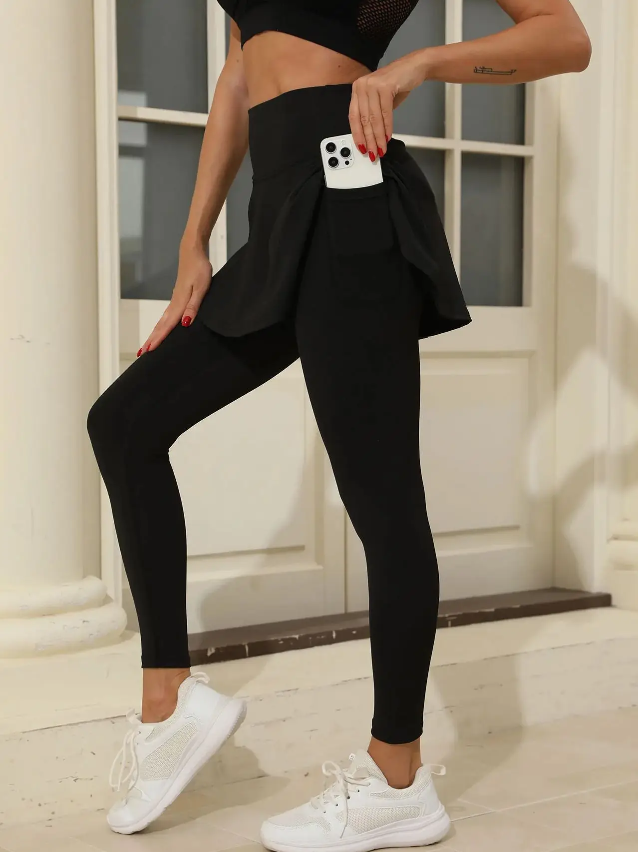 

Women's Sport Skort Anti-Light Outer Skirt Inner Shorts High Elasticity Quick Dry Fitness Running Yoga Three-in-One