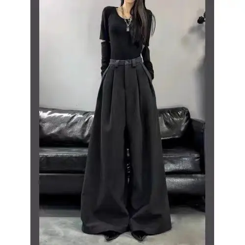 Double-sided Fleece Thickened Women's Suit Pants 2024 Autumn and Winter High-waist Slim Casual Floor-length Pants