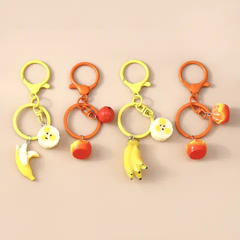 Cute Tangerine Banana Keychain for Car Key Souvenir Gifts Women Men Handbag Hanging Keyrings Accessories DIY Jewelry Accessory