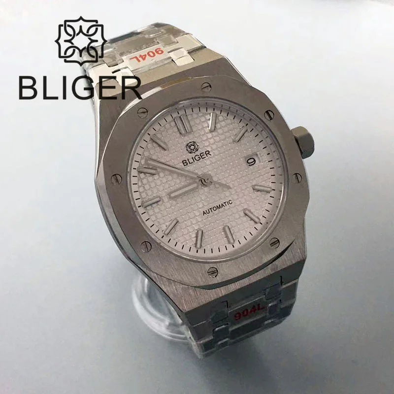 BLIGER 41mm Watch Watch For Men NH35 Automatic Mechanical Watch Luminous Sapphire Glass Stainless Steel Reloj Hombre Waterproof