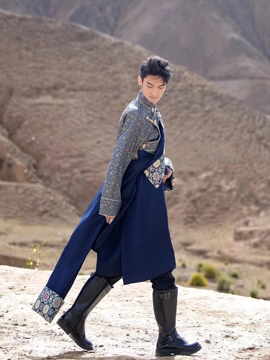 Traje de hanfu tradicional chinês tibetano para homens e mulheres, roupa tibetana, estilo nacional, cosplay show, vestido de fotografia, Lhasa, novo, 2023