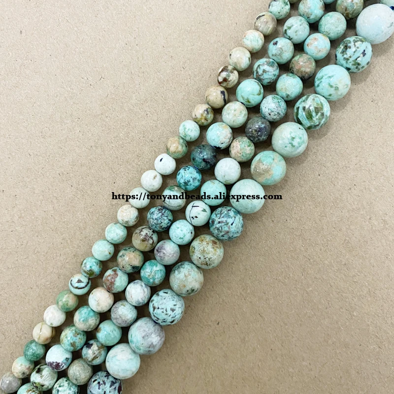 Semi-precious Stones A Quality Peru Light Blue Chrysocolla Turquoise Stone Round Loose Beads 6 8 10 MM Pick Size