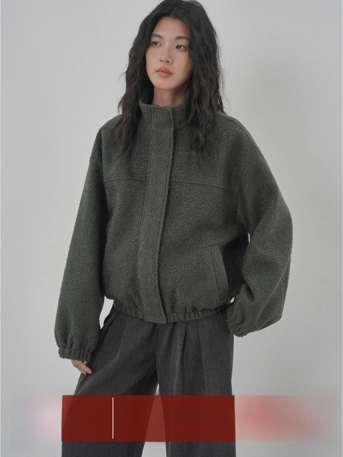 

EIGHTHMONTH куртка из овечьего меха, женское свободное теплое зимнее пальто с воротником-стойкой, винтажная верхняя одежда для женщин