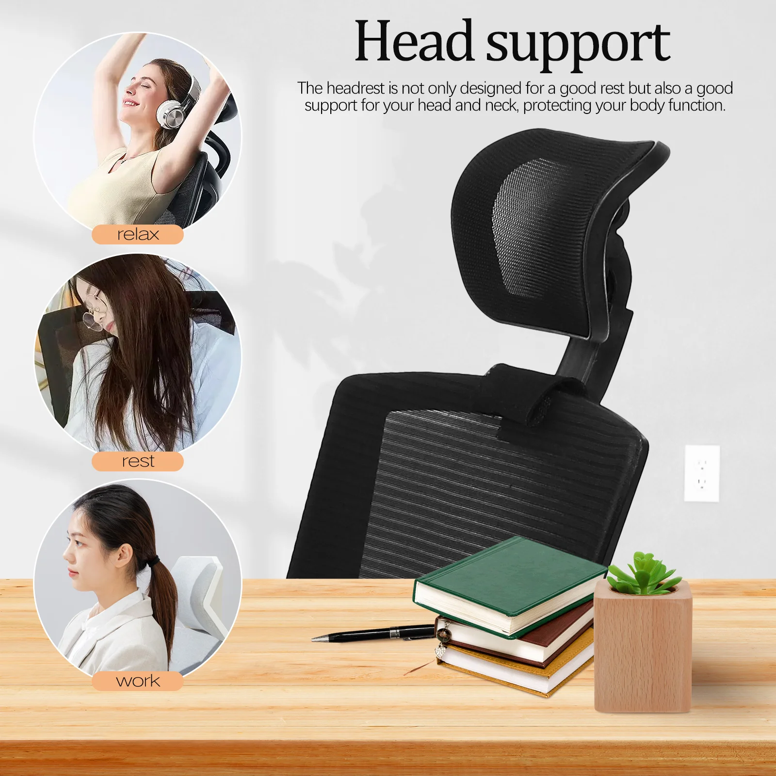 Computer Chair Headrest Office Neck Support Lift Mesh Accessories Pillow Net Adjustable Supple for