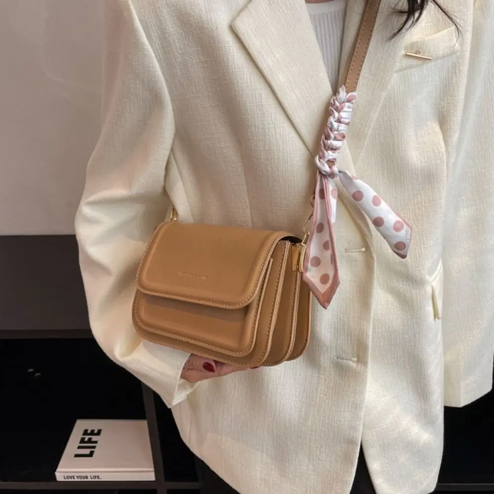 

New Solid Color Shoulder Bag PU Leather Large Capacity Tote Bag Portable Adjustable Messenger Bag for Women