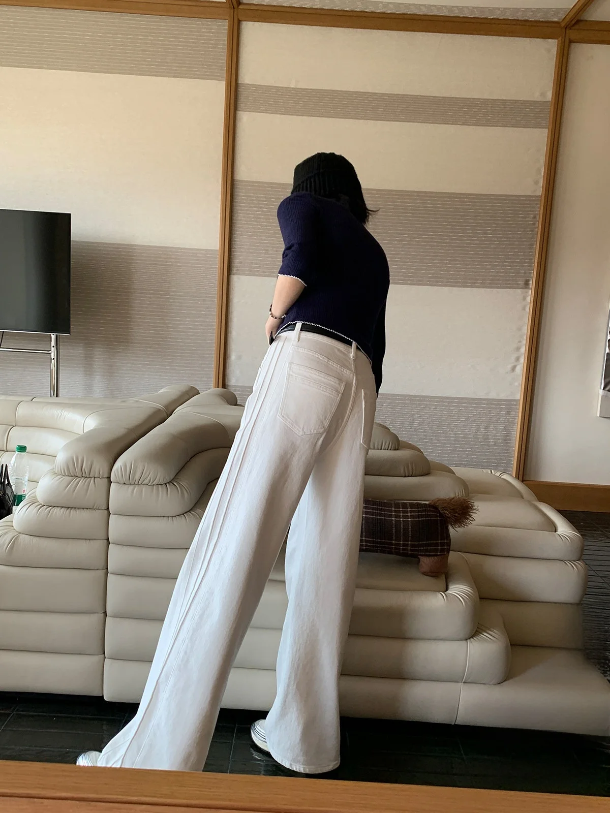 

Джинсы Slim Fit прямого кроя, белые, из оригинального хлопкового денима с начесом, с высокой талией, для повседневной носки, женские, Milksense