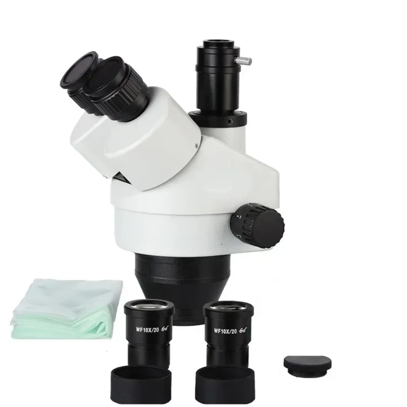 مجهر بحامل تكبير 7-45X Simul-focal مع مجهر CTV CCD Adapte أدوات ثلاثية العينيات يمكن أن ترى 3 ملحقات العدسة Telescopio