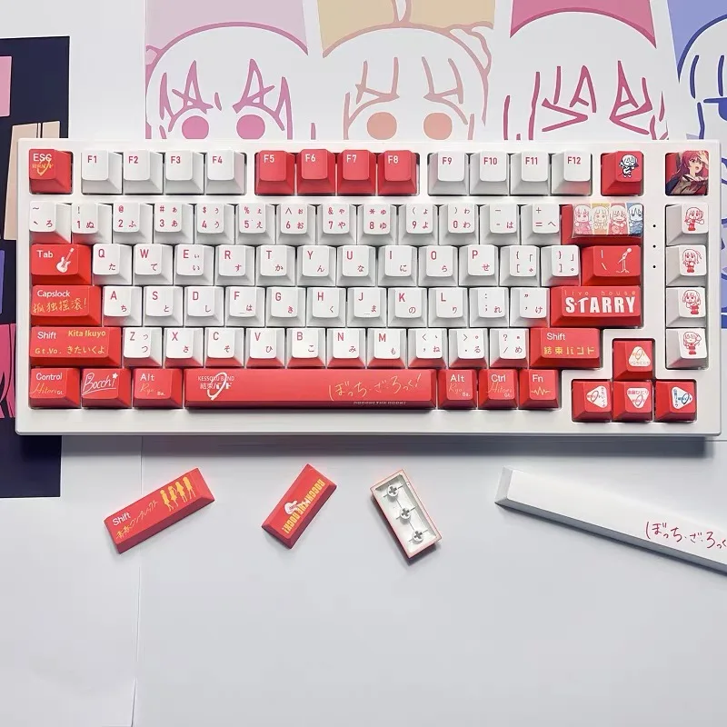 

BOCCHI THE ROCK Keycaps Anime Kita Ikuyo Theme 138 Keys PBT Dye Subbed Cartoon Gaming Key Caps Backlit Keycap for ANSI Layout