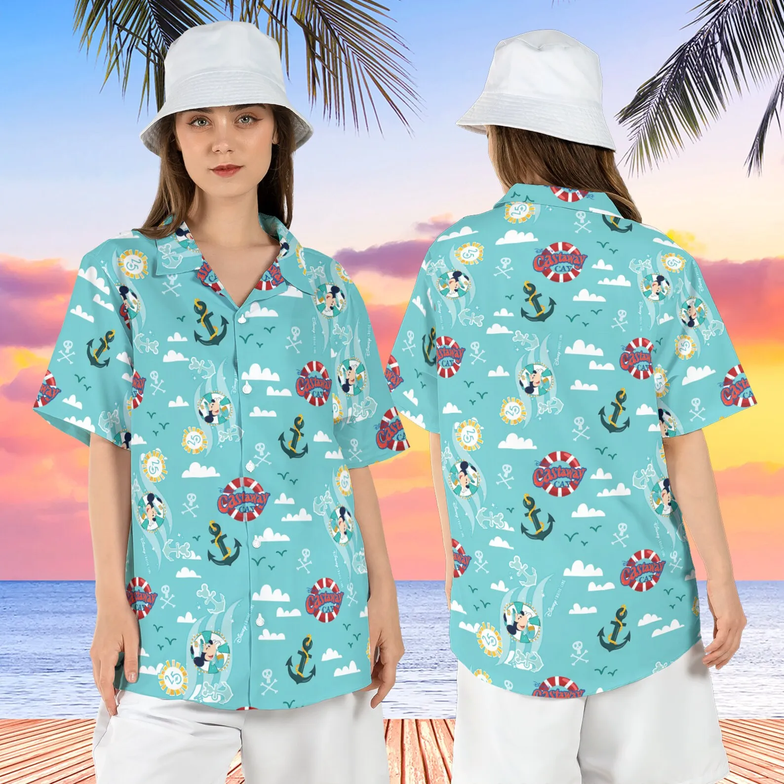 

Disney Mickey Cruise Hawaiian Shirt Men Disneyland Cruise Line 25th Anniversary Hawaii Shirt Disney Castaway Cay Button Up Shirt