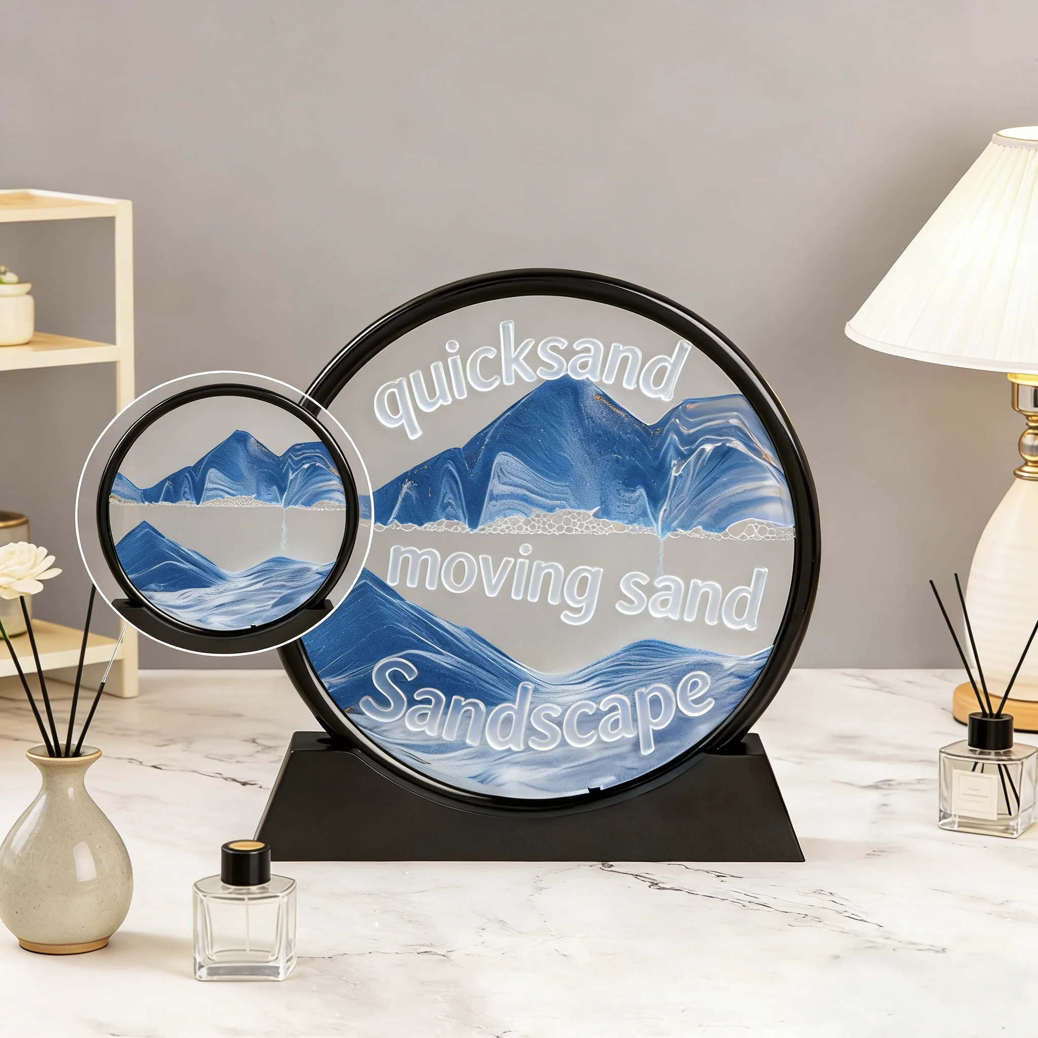 Cuadro de Arena Móvil, Arte de Arena Cinética, Reloj de Arena Dinámico, Pintura de Arena Fluida, Decoración para Oficina y Hogar, Regalos