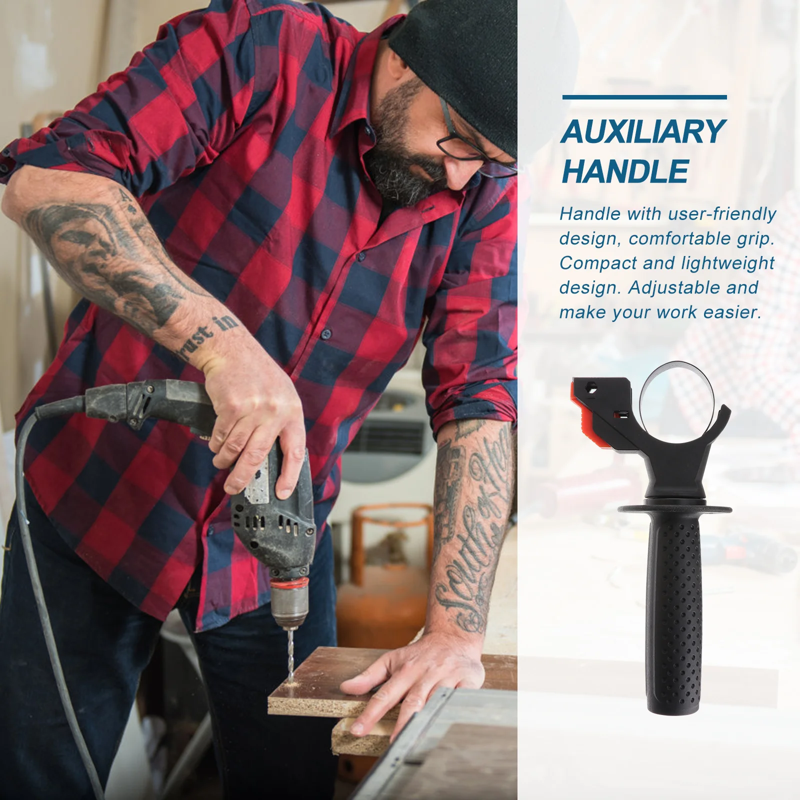 

Housoutil Adjustable Electric Hammer Handle Front Grip Drill Auxiliary Jack 2pcs Impact Tool Accessories