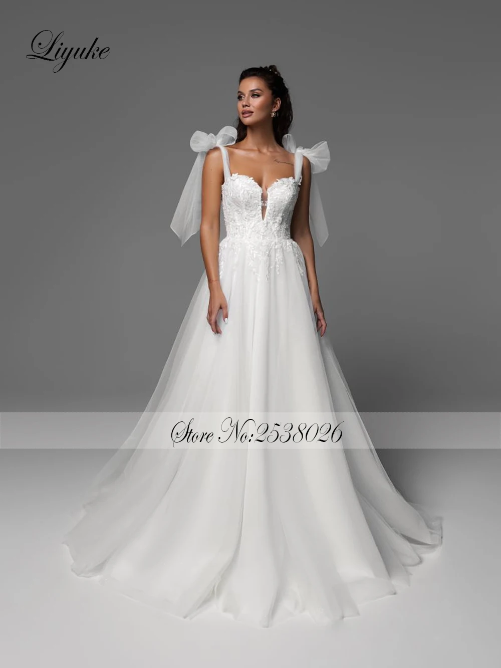 Liyuke-vestidos de novia elegantes de tul sedoso, apliques de corazón, corte en A, hasta el suelo, hechos a medida