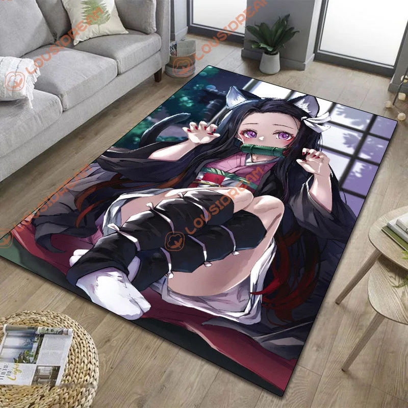 Demon Slayer Nezuko Shinobu Muichirou rugs Children's gift rug  home kitchen bathroom door mat  comic decorative carpet