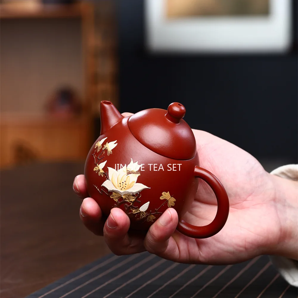 

Yixing tea pot Purple Clay Plum blossom Teapot beauty kettle Raw ore Handmade Tea set Dahongpao Authentic ball hole filter 200ml