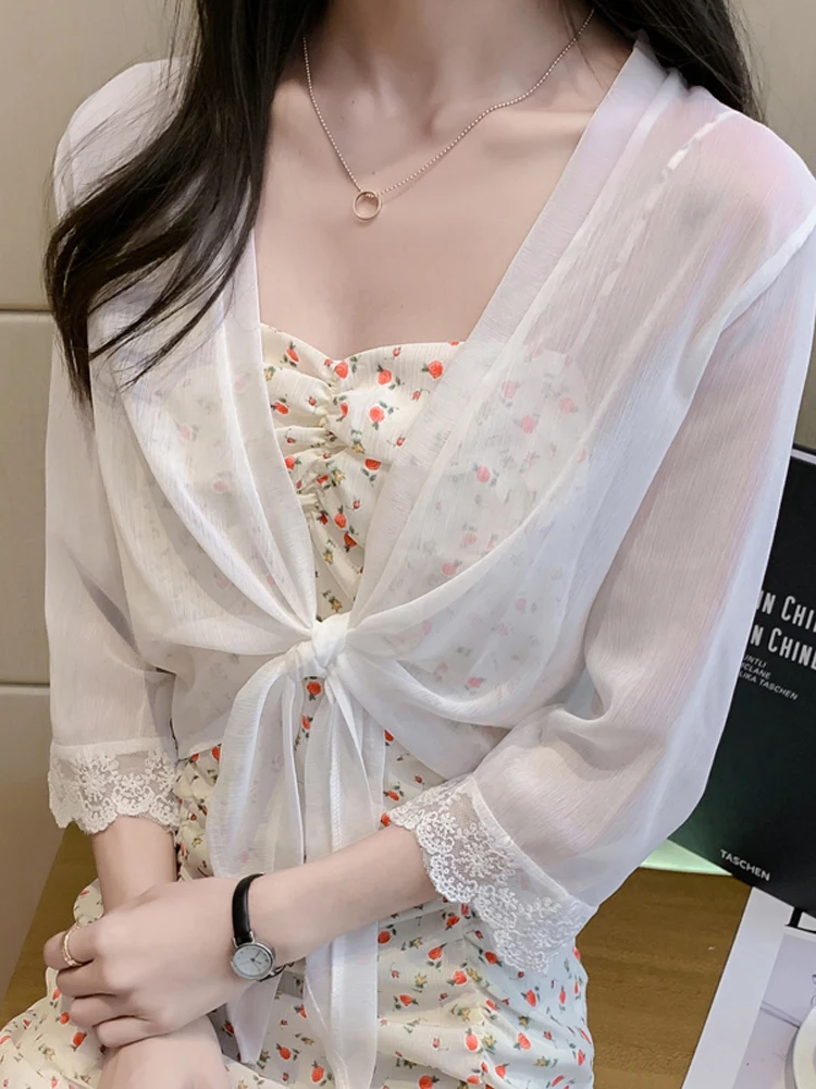 

Spring summer autumn new fashion ladies tops casual chiffon shirt woman female OL womens clothing fashion Sunscreen shirts