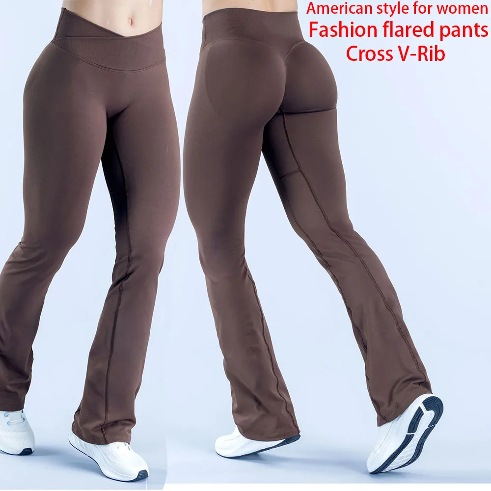 

Женские леггинсы DfYoga с расклешенными штанинами, утягивающие, с высокой талией, для танцев, спорта, бега, дышащие, для фитнеса, с перекрестным V-образным вырезом