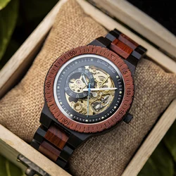 BOBO BIRD Mechanical Watch Men Wooden Automatic Wristwatch Luminous Hands Fashion Top Clock Custom Gift Box Relogio Masculino