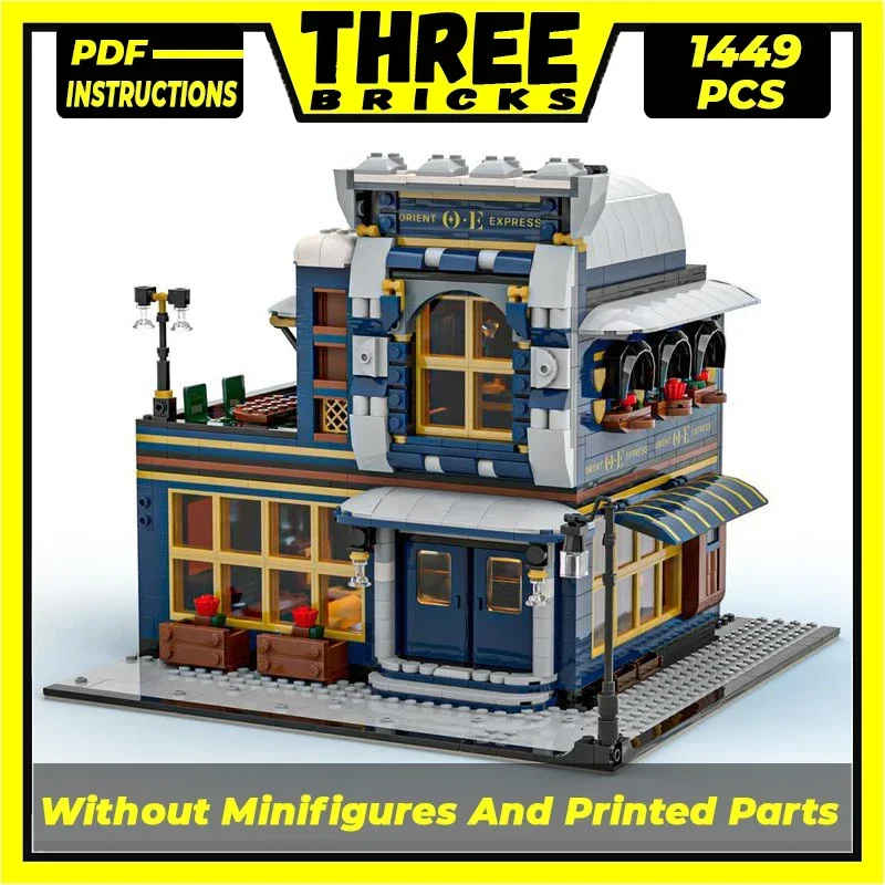 Stad Straat Uitzicht Model Moc Gebouw Bakstenen Hoek Restaurant Technologie Modulaire Blokken Geschenken Kerstspeelgoed Diy Sets Assemblage