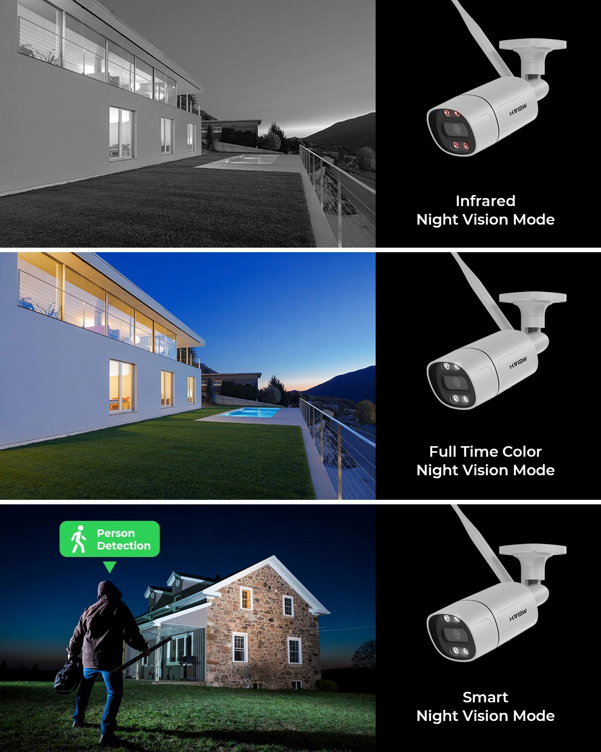 H.view 8CH 5mp cámara inalámbrica Wifi sistema de seguridad cámara CCTV Kit de videovigilancia NVR interior exterior Audio bidireccional Xmeye