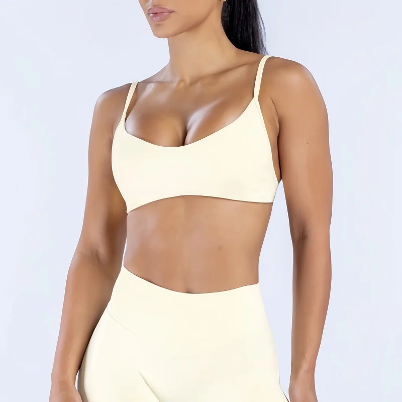 HISTELLO HISTELLO Impact Scoop Neck Bra Women Thin Strap Crop Top Removable Pads Soft Stretchy Yoga Athletic Gym Fitness Underwear - Aliexpress Deal