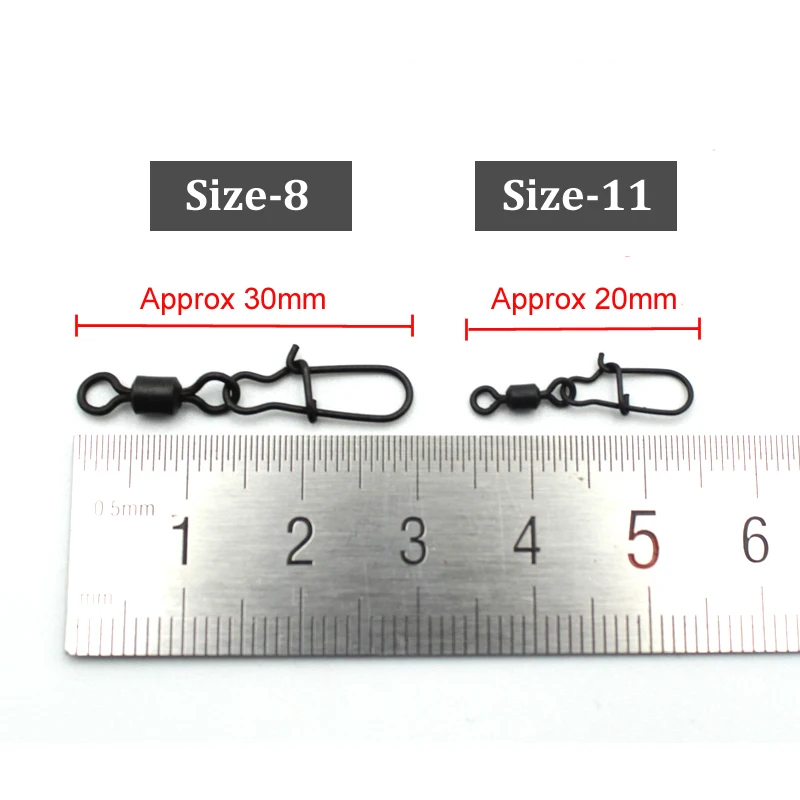 20pcs Carp Fishing Accessories Rolling Swivel With Snap Quick Change Swivel #8/11 Snap Link Swivels Accessory Terminal Tackel