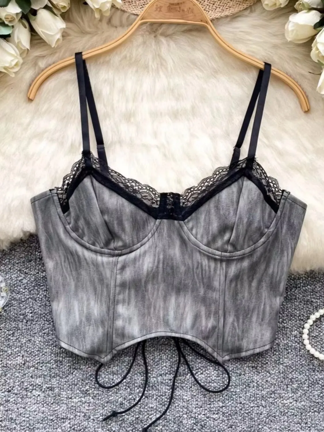 

SsTss 2025 Summer New Female Sexy Suspender Camis Vest - Lace Patchwork Back Strap Short Corset Tank Top for Women