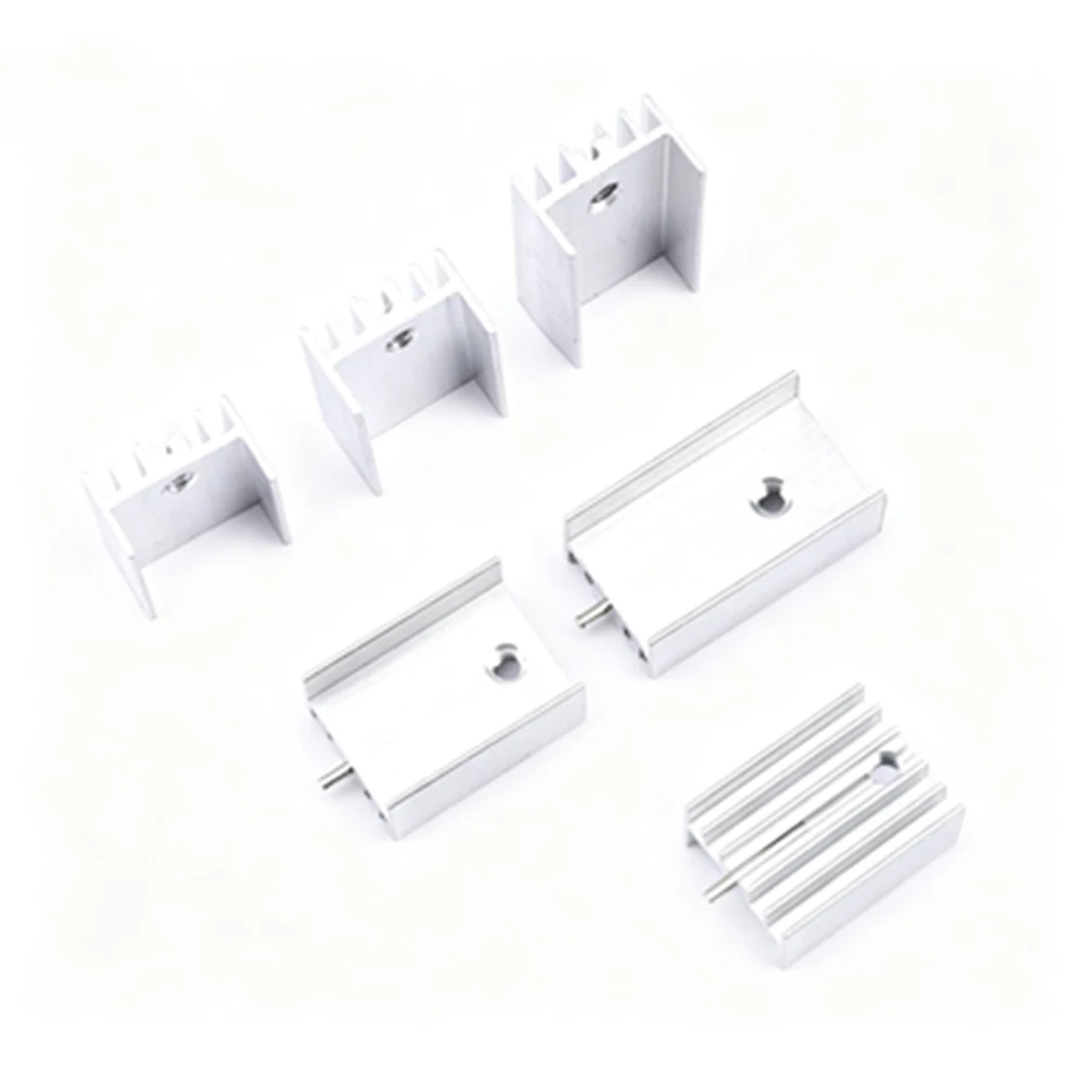10pcs With/No Pin Heat Sink W15xH10xL16~35mm Aluminum Heatsink TO-220 Package Transistor Cooler Black/Silvery