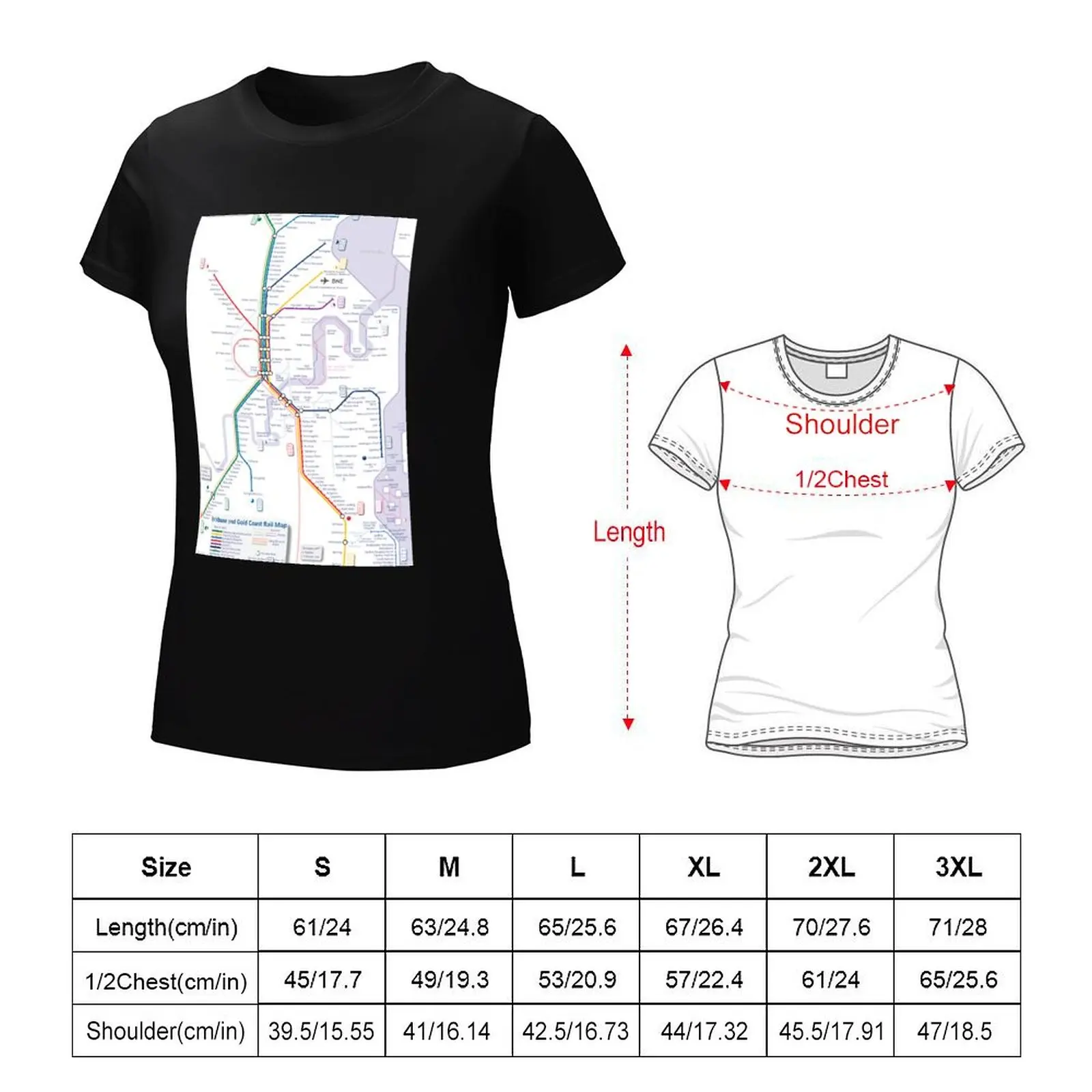 ライオンと金の海岸の列車とバスの地図が付いた女性用Tシャツ,大きいサイズ,夏,アニメの服